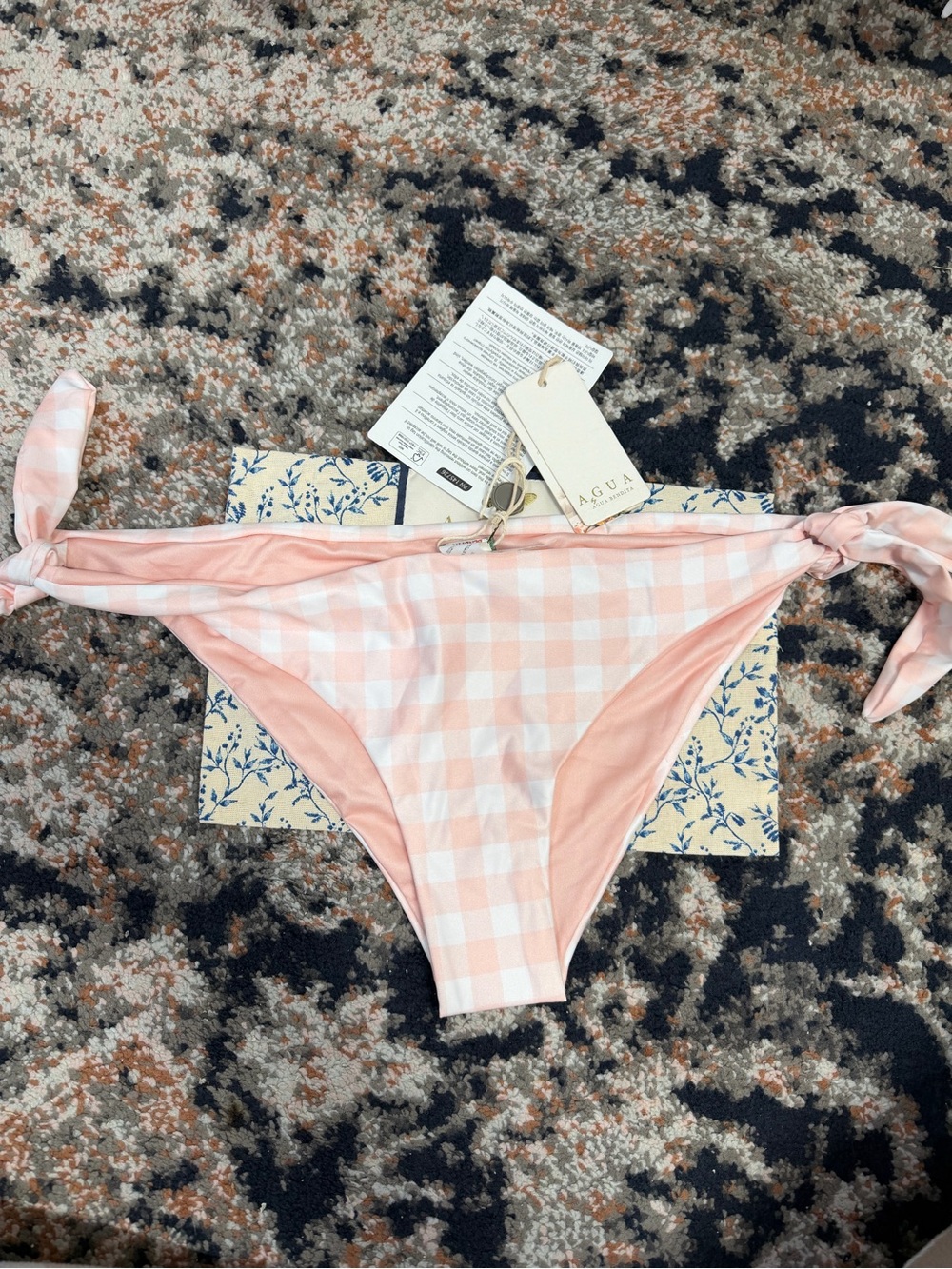 NWT Agua by Agua Bendita ‘Mila’ Gingham Low-Rise Bikini Briefs in Pastel Pink XL - Picture 7 of 14